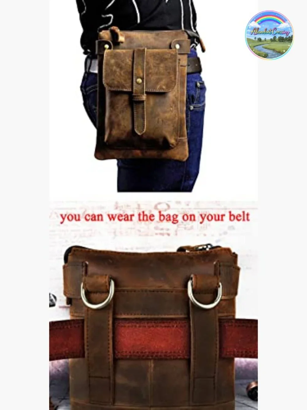 Genuine Leather Messenger Crossbody Waist Fanny Pack Bag